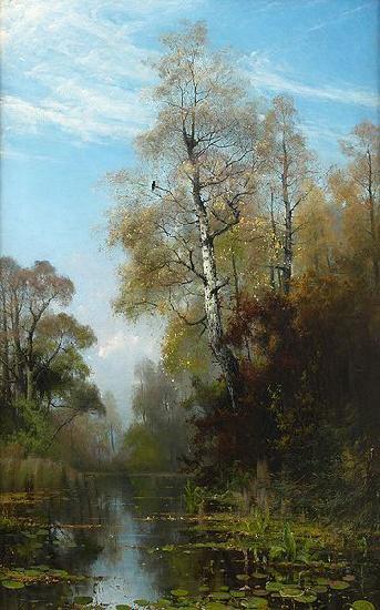 Mauritz Lindstrom Lake Scene in Autumn Spain oil painting art